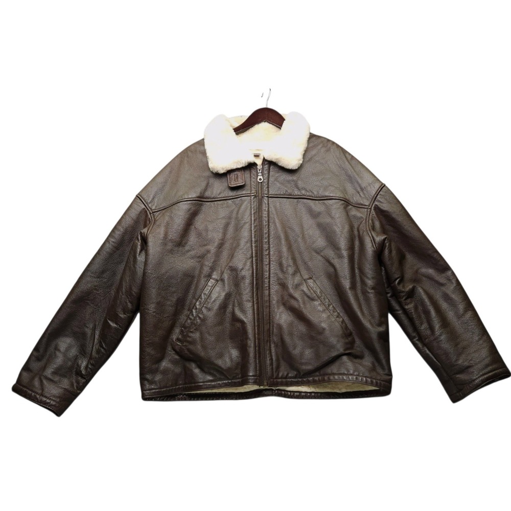 Wilsons Leather Men's B-3 Bomber Jacket Mens XL Brown Faux Fur Lined